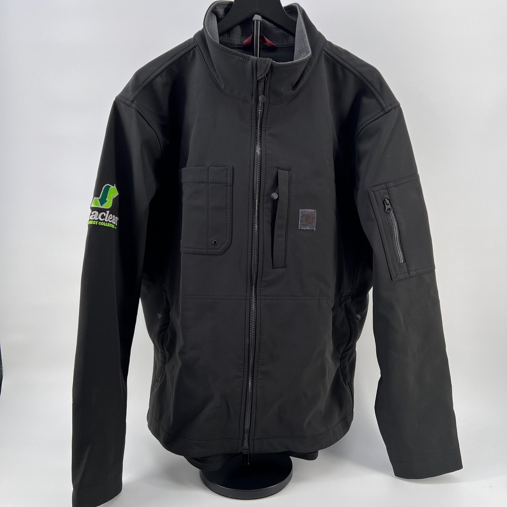 Carhartt Men's Black Soft Shell Jacket 102703 Rough Cut Staclean Logo Size 2XL
